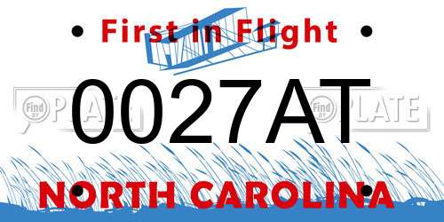 0027AT North Carolina License Plate
