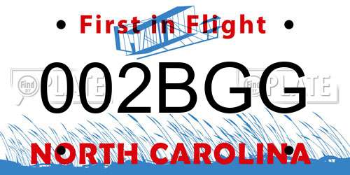 002BGG North Carolina License Plate