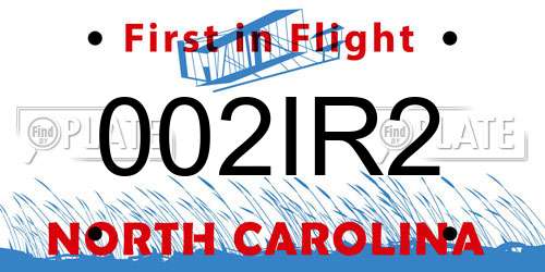 002IR2 North Carolina License Plate