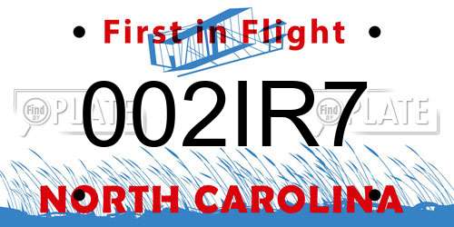 002IR7 North Carolina License Plate