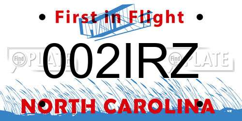 002IRZ North Carolina License Plate