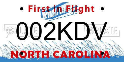 002KDV North Carolina License Plate