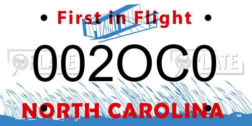 002OC0 North Carolina License Plate