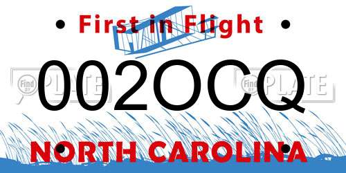 002OCQ North Carolina License Plate