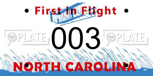 003 North Carolina License Plate