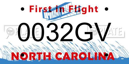 0032GV North Carolina License Plate