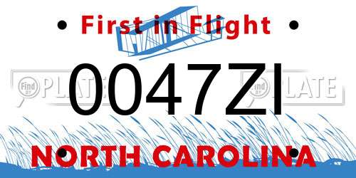 0047ZI North Carolina License Plate