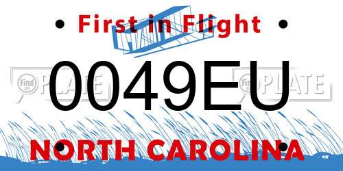 0049EU North Carolina License Plate