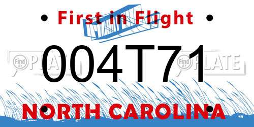 004T71 North Carolina License Plate