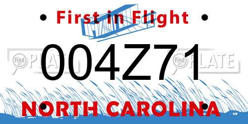 004Z71 North Carolina License Plate