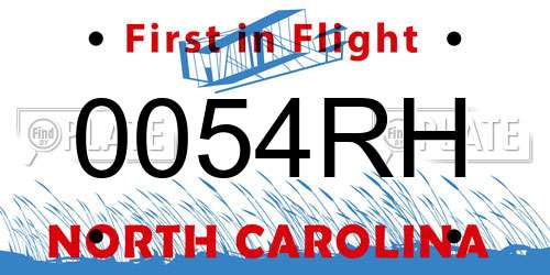 0054RH North Carolina License Plate