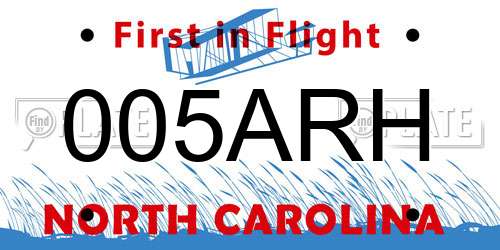 005ARH North Carolina License Plate