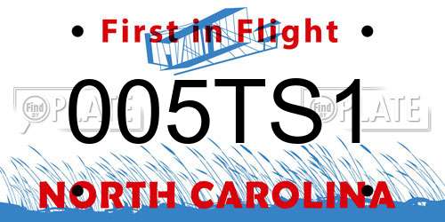 005TS1 North Carolina License Plate
