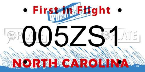 005ZS1 North Carolina License Plate