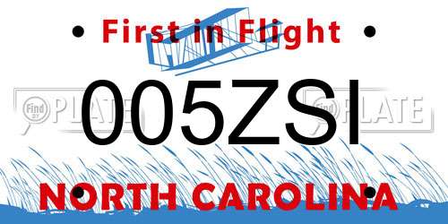 005ZSI North Carolina License Plate