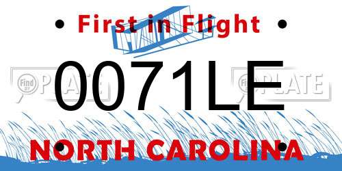0071LE North Carolina License Plate