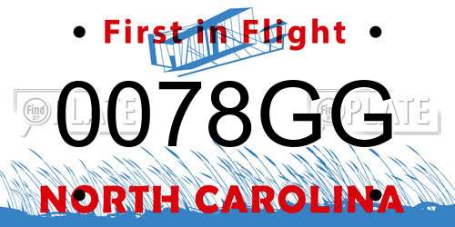 0078GG North Carolina License Plate