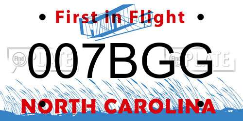 007BGG North Carolina License Plate