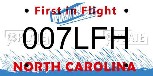 007LFH North Carolina License Plate
