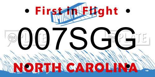 007SGG North Carolina License Plate