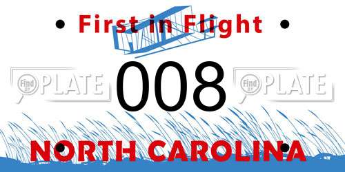 008 North Carolina License Plate