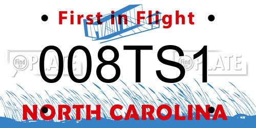 008TS1 North Carolina License Plate