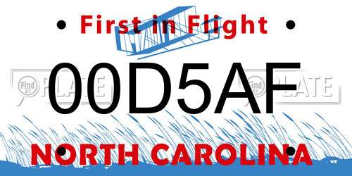00D5AF North Carolina License Plate