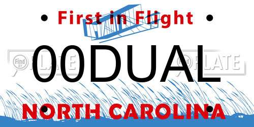 00DUAL North Carolina License Plate