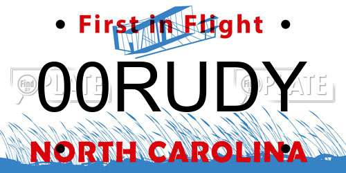 00RUDY North Carolina License Plate