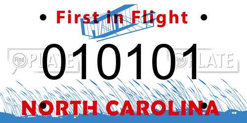 010101 North Carolina License Plate