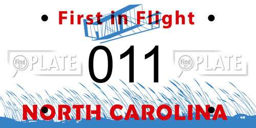 011 North Carolina License Plate