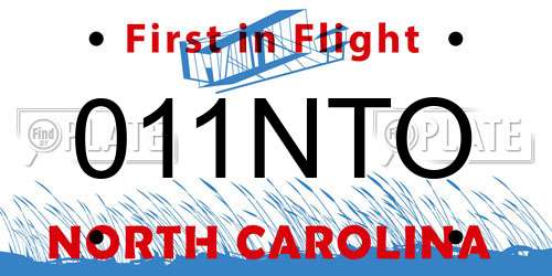 011NTO North Carolina License Plate