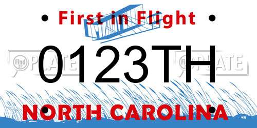0123TH North Carolina License Plate