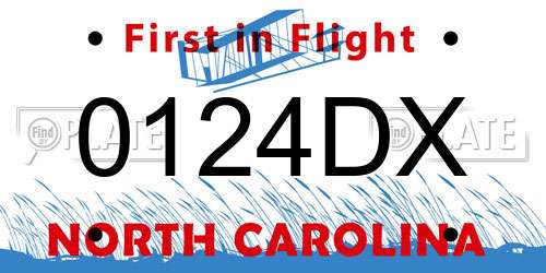 0124DX North Carolina License Plate