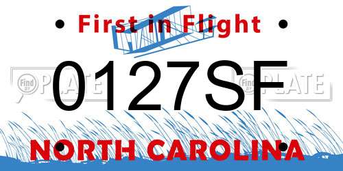 0127SF North Carolina License Plate