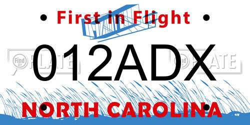 012ADX North Carolina License Plate
