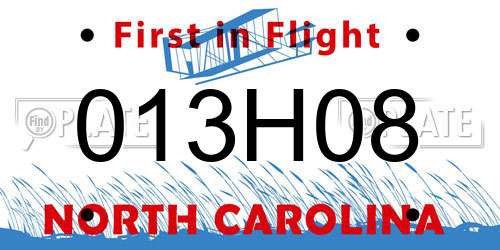 013H08 North Carolina License Plate