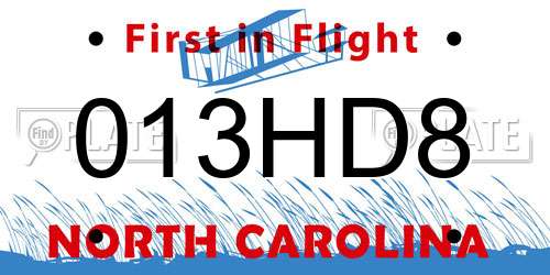 013HD8 North Carolina License Plate