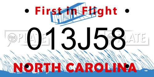 013J58 North Carolina License Plate