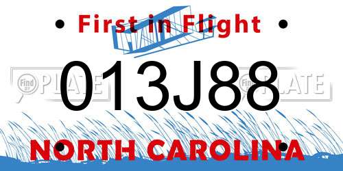 013J88 North Carolina License Plate