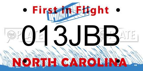 013JBB North Carolina License Plate
