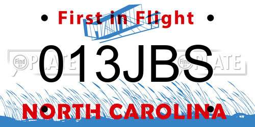 013JBS North Carolina License Plate