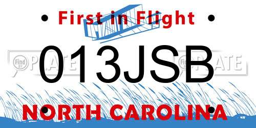 013JSB North Carolina License Plate