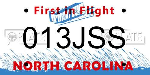 013JSS North Carolina License Plate
