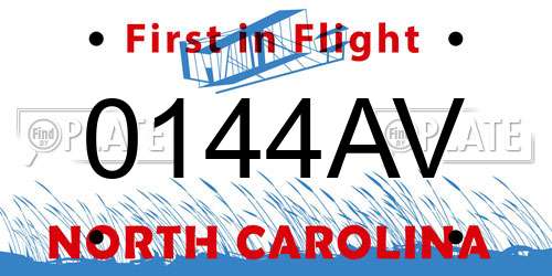 0144AV North Carolina License Plate