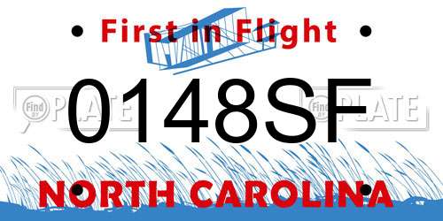 0148SF North Carolina License Plate