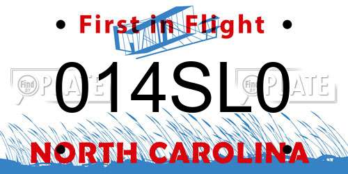 014SL0 North Carolina License Plate
