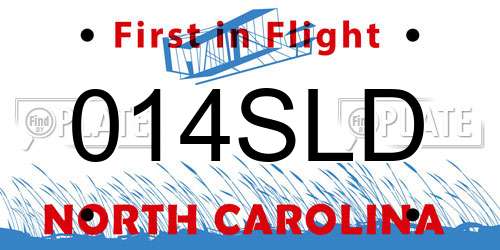 014SLD North Carolina License Plate