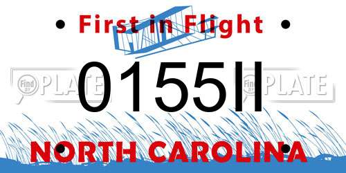 0155II North Carolina License Plate