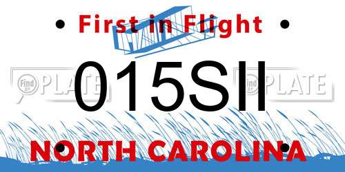 015SII North Carolina License Plate